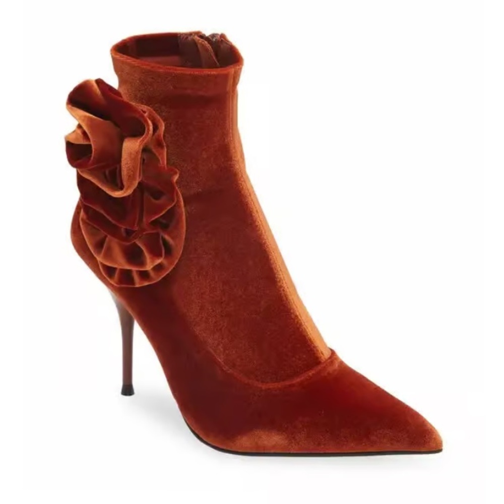 ✅JEFFREY CAMPBELL STUNNING! Florista Pointed Toe Bootie - Crushed Velvet sz 5